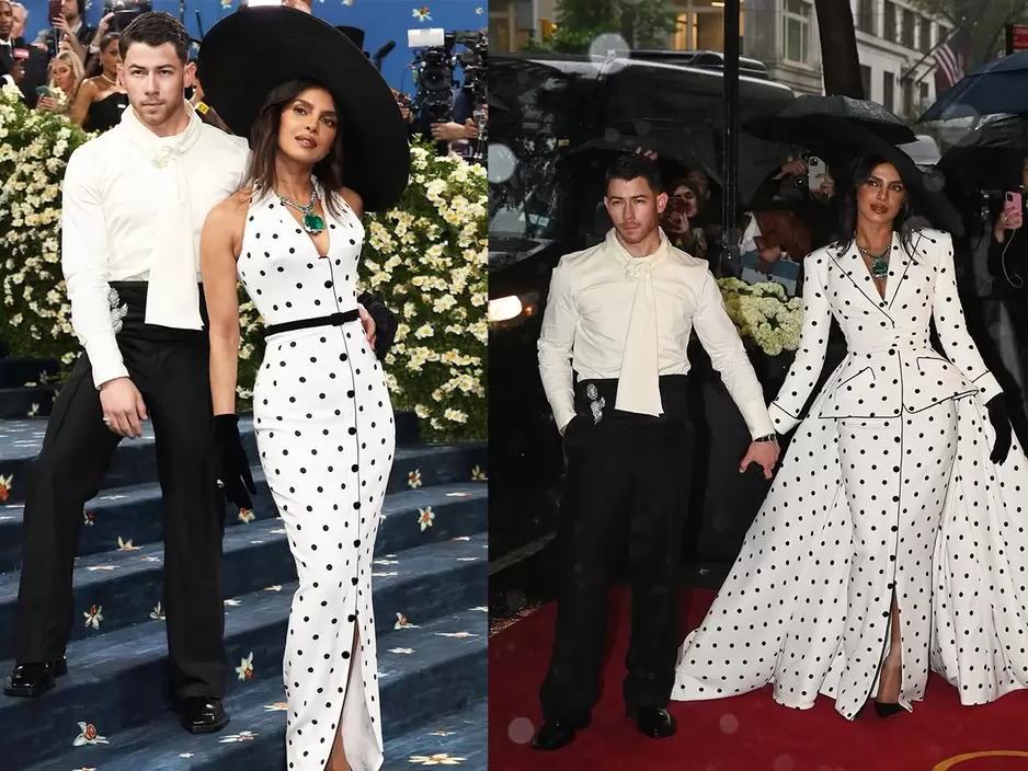 Met Gala 2025: Priyanka Chopra Stuns In A Vintage Polka Dot Suit Dress By Olivier Rousteing