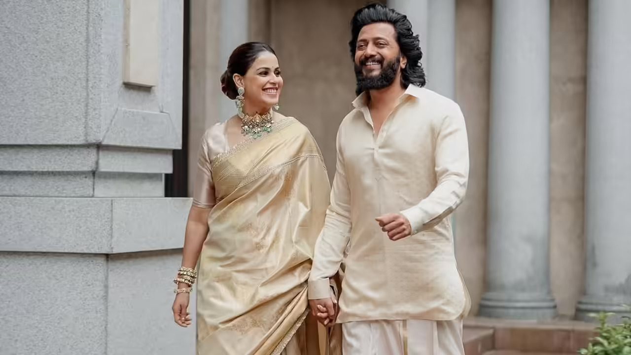 Regal in Ivory: Genelia and Riteish Deshmukh’s Festive Couple Goals