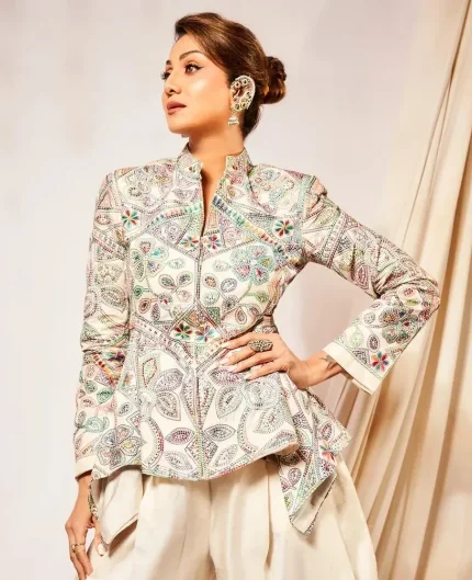 Shilpa Shetty Swaps Her Signature Saris for an Embroidered Peplum Kedia Jacket