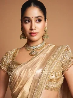 Janhvi Kapoor Redefines the South Indian Half Sari in a Golden Manish Malhotra Ensemble