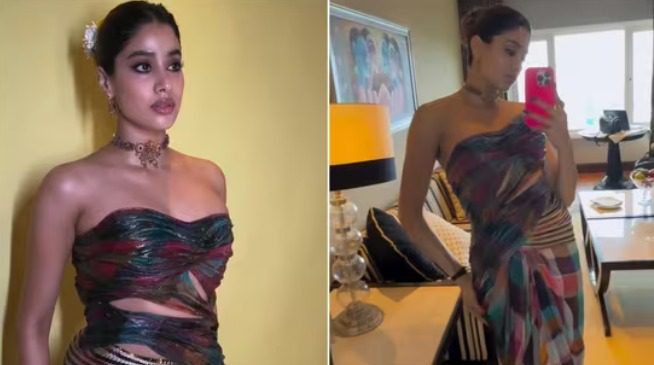 Janhvi Kapoor Gives Madras Checks a Couture Makeover in Neo-Sari Gown for Param Sundari