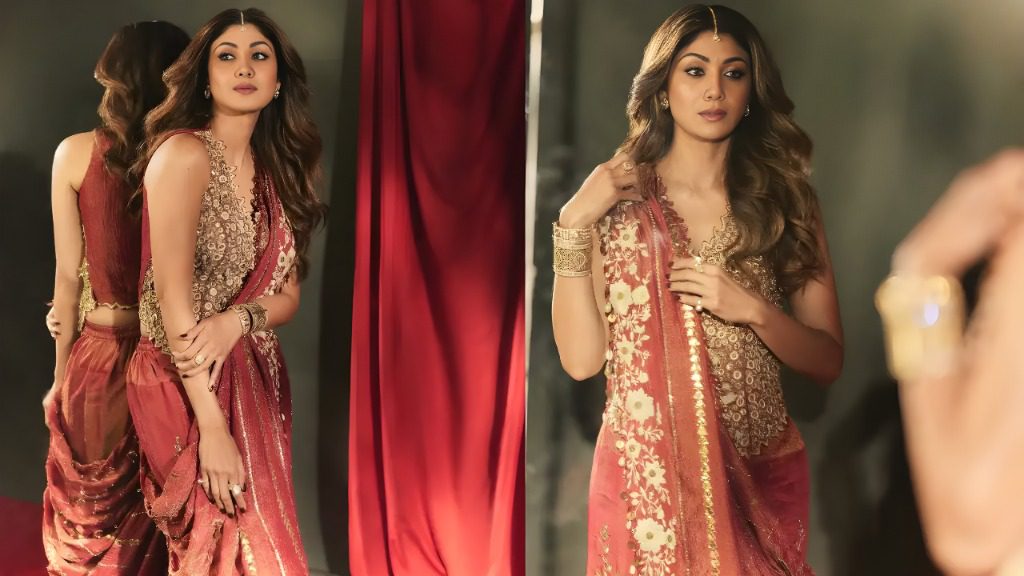 Shilpa Shetty Reimagines Tradition with Pre-Stitched Red Saree Glamour