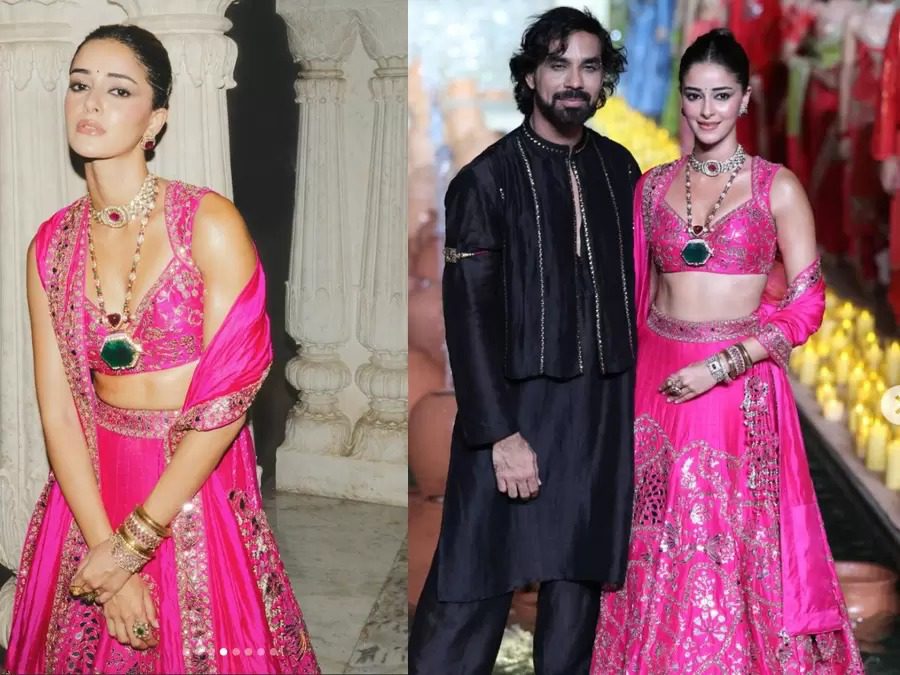 Ananya Panday Turns Rambagh Palace into a Runway in Hot Pink Lehenga