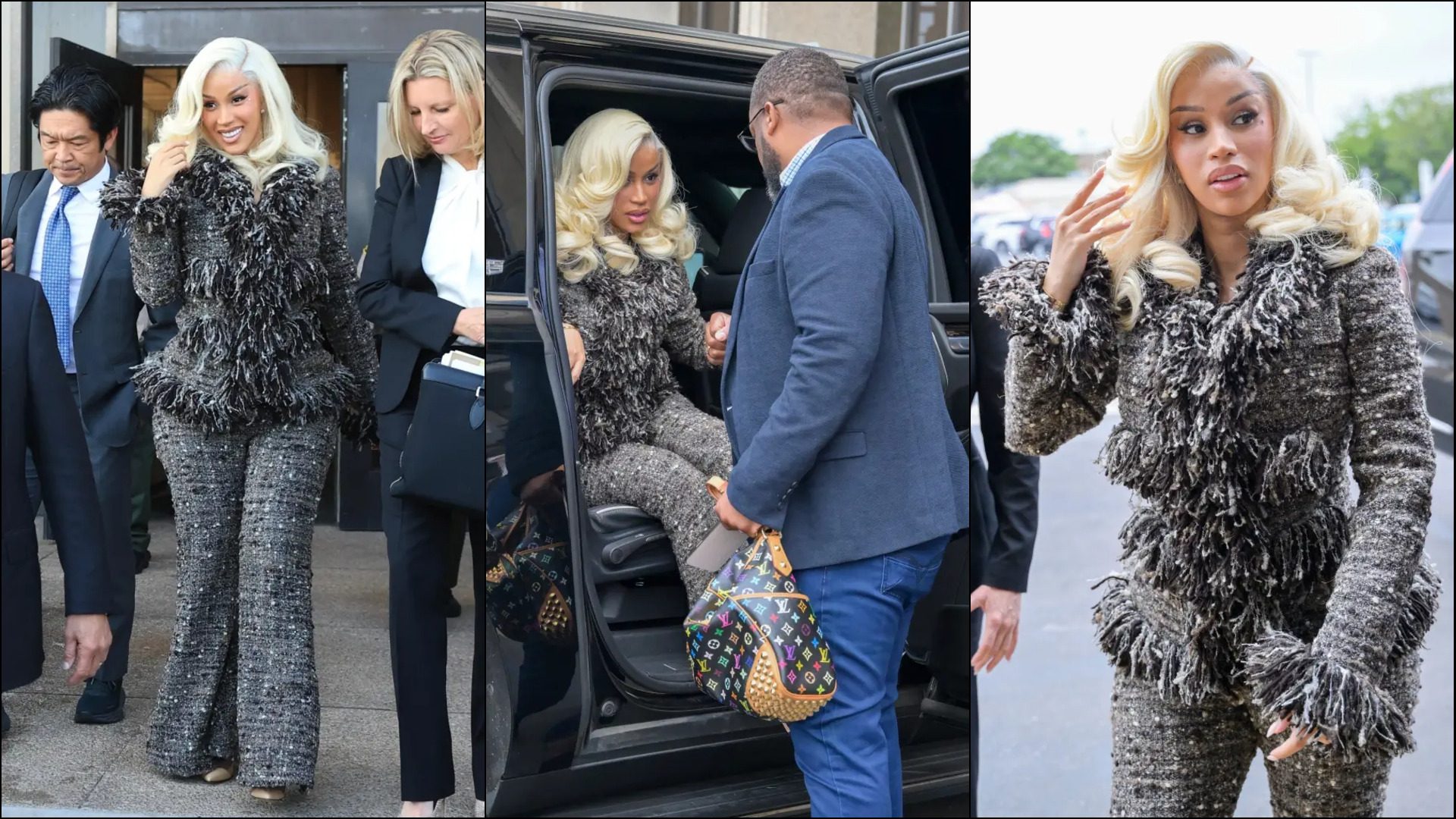 Cardi B Makes a High-Fashion Statement in Court with $7K Tweed Ensemble