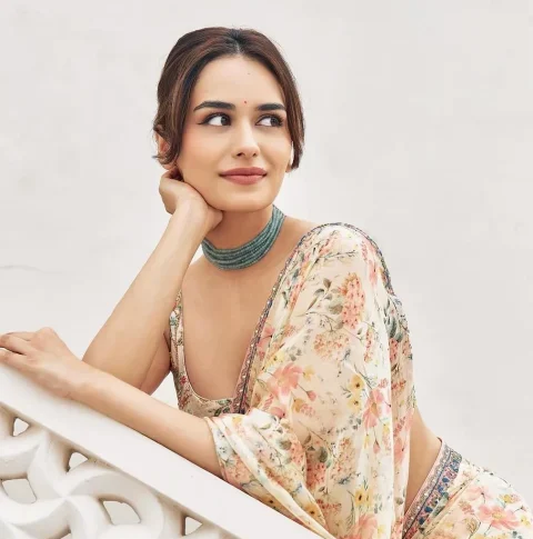 Manushi Chhillar Redefines Florals in a Dreamy Organza Sari by Label Anushree