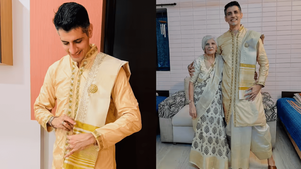 Mumbai Influencer Reimagines Mom’s Saree into Festive Dhoti