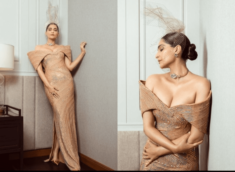 Sonam Kapoor Golden Gown Look Turns Tuesday Into a Glamorous Affair