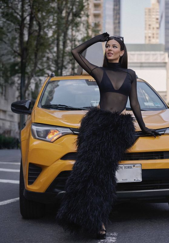 Victoria Justice Unveils Photoshoot Sheer Feather Glam