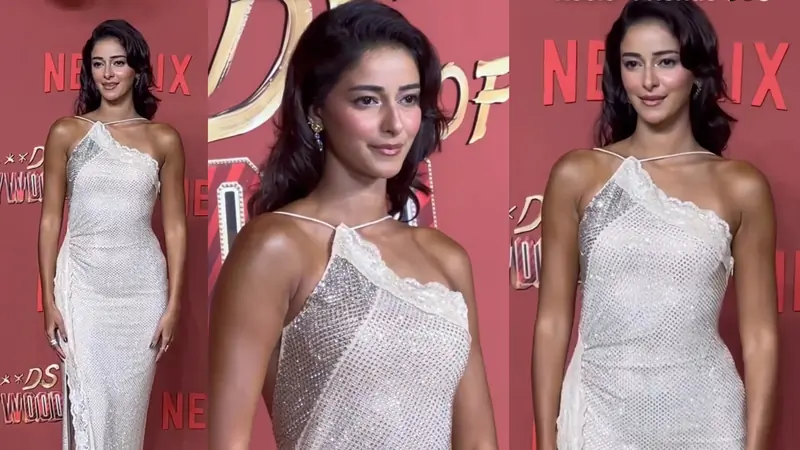 Ananya Looked Glamorous in White Dress with Her Tan