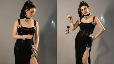 Shalini Passi Pairs Glamorous Black Gown with Playful Union Jack