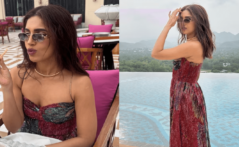 Bhumi Pednekar in Jewel-Toned Flowing Evening Gown