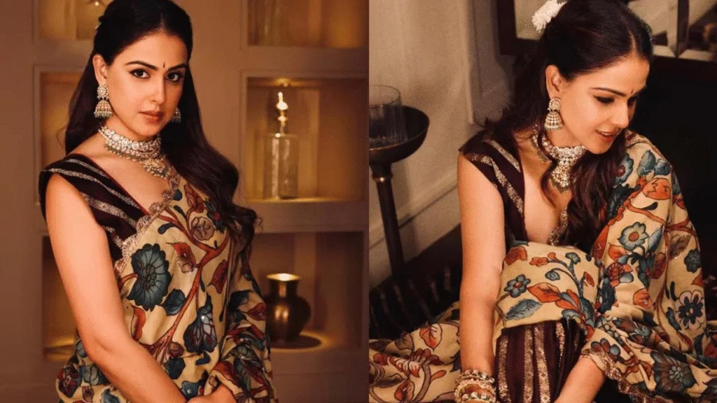 Genelia’s Brown Lehenga with Hand-Painted Kalamkari Dupatta