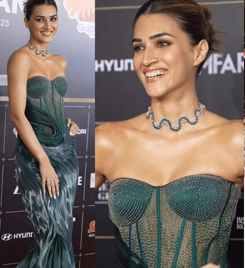 Kriti Sanon Wows in Emerald Sculpted Couture