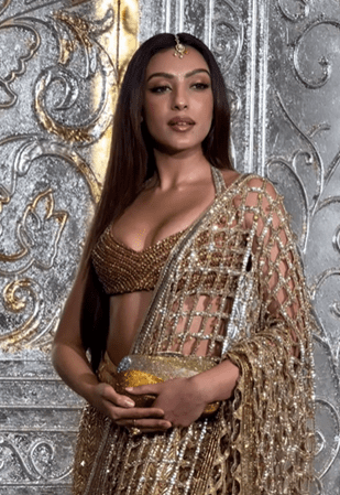 Sahher Bambba Radiates in Golden Goddess Saree