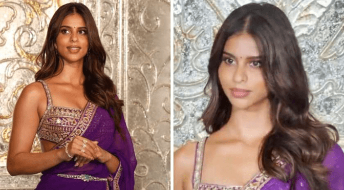 Suhana Khan in Sequined Saree at Manish Malhotra’s Diwali Bash