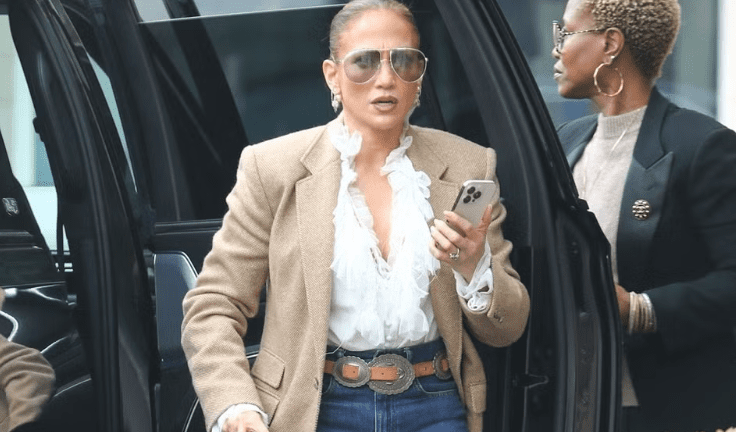 Jennifer Lopez Keeps It Romantic in Ruffles for a Family Lunch