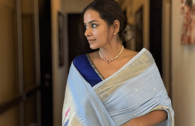 Titeekshaa Tawde Radiates Grace in a Sky-Blue Cotton Paithani Saree