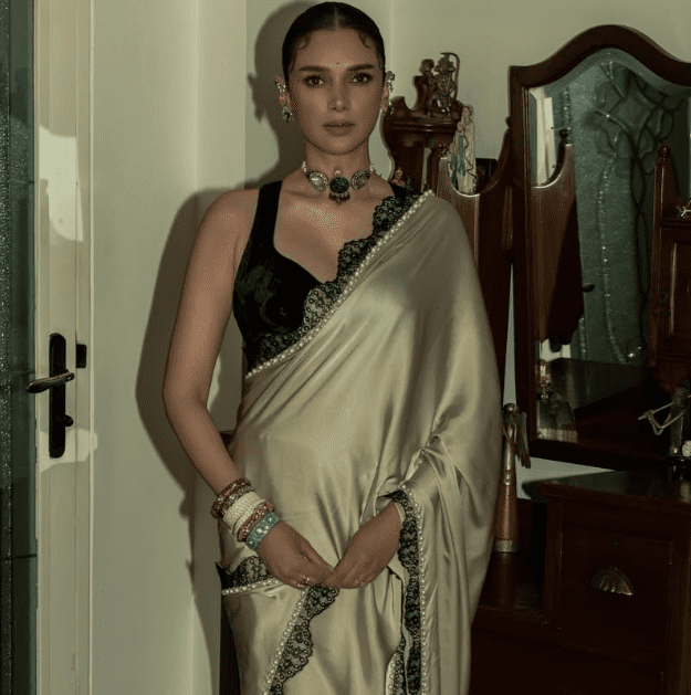Aditi Rao Hydari’s Vintage-Romance Satin Saree