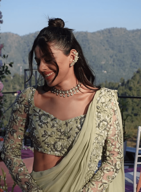 Alaya F Turns Heads in ₹85,000 Sage-Green Sare