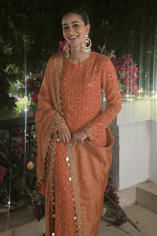 Ananya Panday Turns Heads in Coral Arpita Mehta Outfit