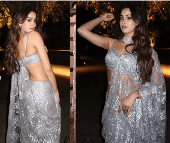 Janhvi Kapoor Shines in Glittering Saree for Wedding Season