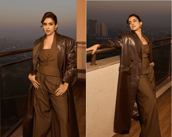Sanya Malhotra Redefines Quiet Power Dressing with a Leather Trench Look